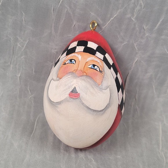 Mandigo Other - Mandigo Gourd Santa Ornament Red Hand Painted Folk Art 2008 Christmas Holiday